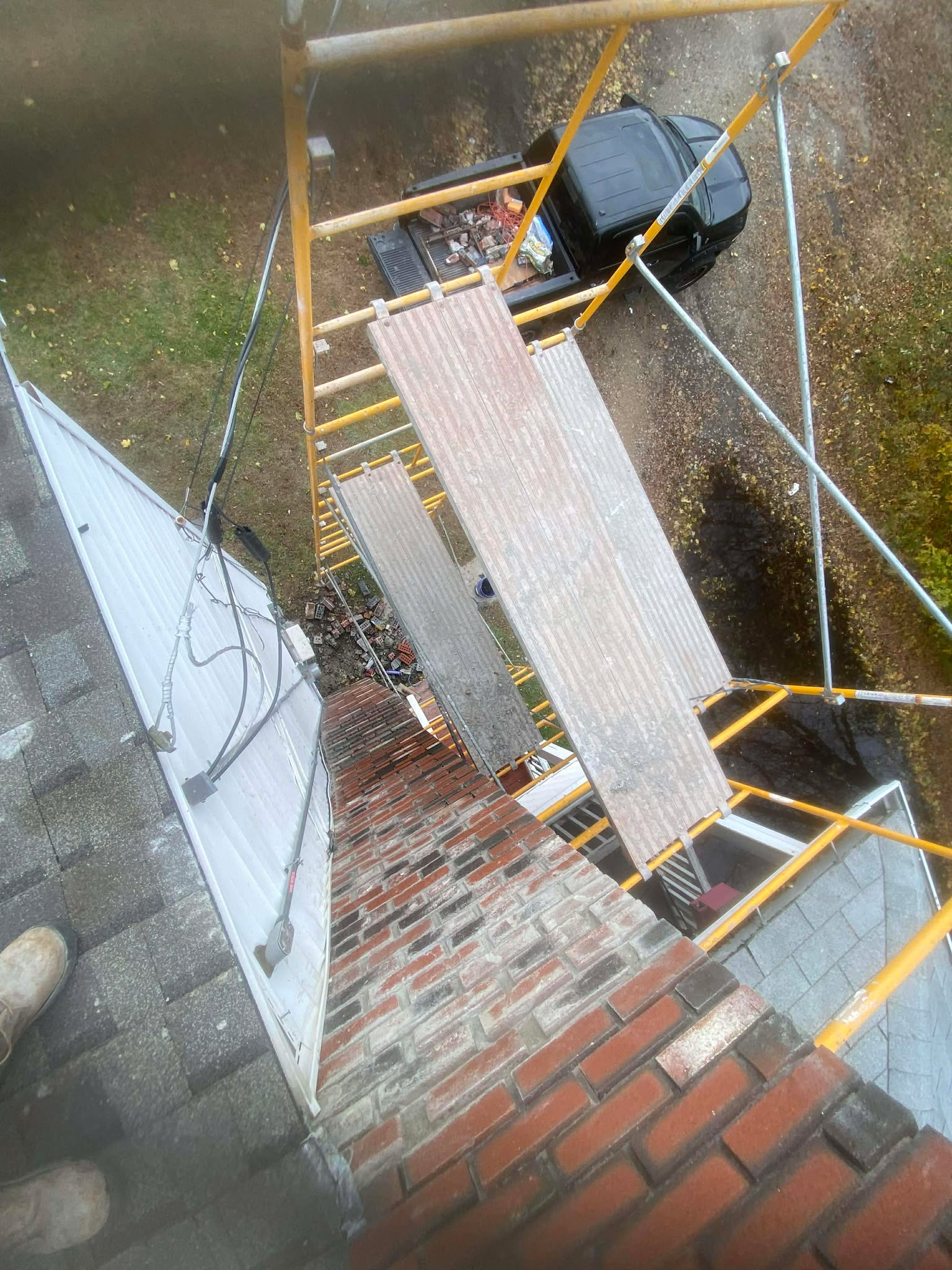 Before - Chimney rebuild before and after in Dorchester MA
